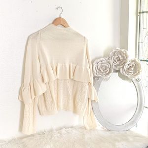 Project Naadam Mock Turtleneck Ruffle Sweater